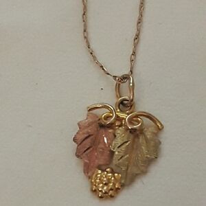 10K tri color gold pendant on a 10k gold chain